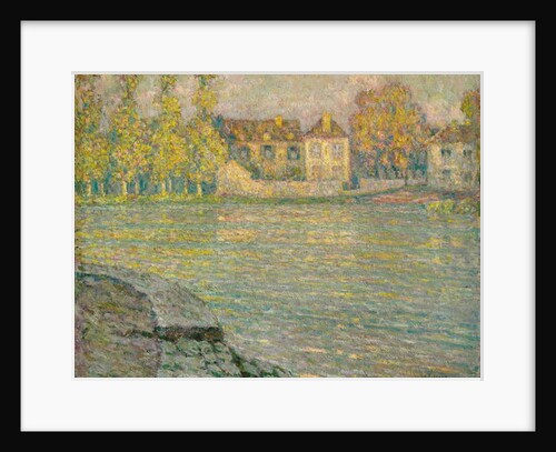 Houses by the River at Sunset, Moret; Maisons sur la riviere au soleil couchant, Moret, 1918 by Henri Eugene Augustin Le Sidaner