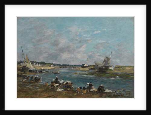 Washerwomen on the Banks of River Touques; Lavandieres sur un des bras de la Touques, 1866 by Eugene Louis Boudin