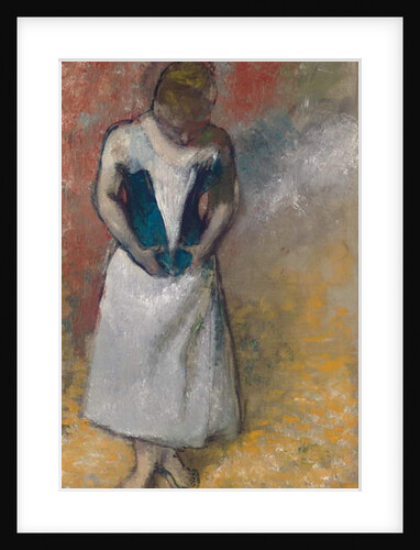 Standing Woman Seen from the Front, Clasping her Corset by Edgar Degas