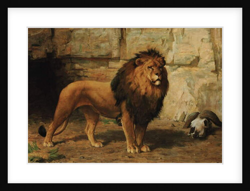 A Lion Guarding his Den, 1886 by George Goodwin Jnr Kilburne