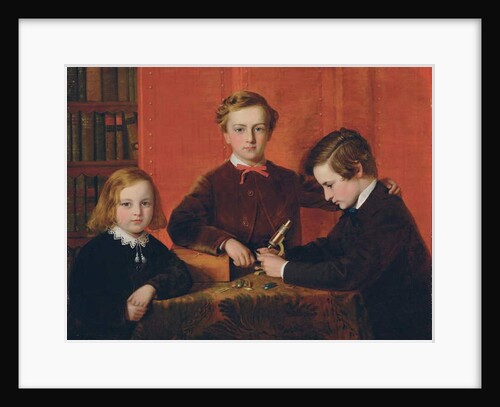 The Young Microscopists: Portrait of Frank, Harry and Arthur Izod Richards, Aged 10, 8 and 5, Playing with a Microscope by John Edgar Williams