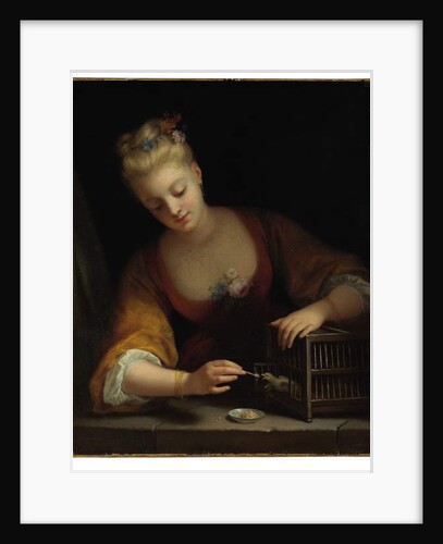 Jeune Fille Faisant Manger des Oiseaux by Jean Raoux