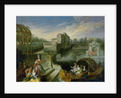 The Spring: Fete Champetre in a Water Garden with Figures in a Boat by Jean Antoine Watteau