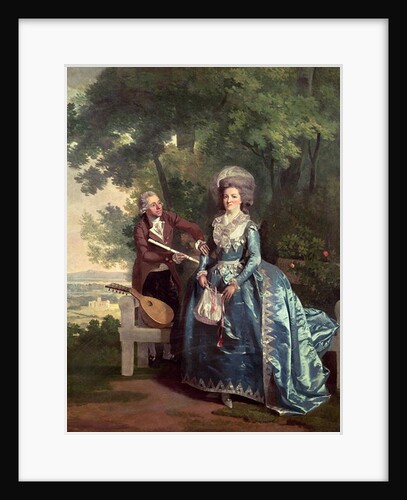 A lady and gentleman in a landscape by Benjamin Wilson