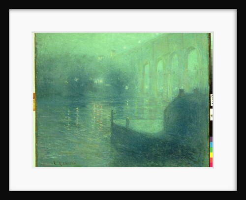 Harlem River at Night, Blue Reflection by Ernest Lawson