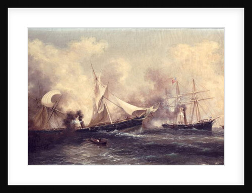 U.S.S. Kearsarge Sinking the Alabama, 19th June 1864 by Xanthus Russell Smith