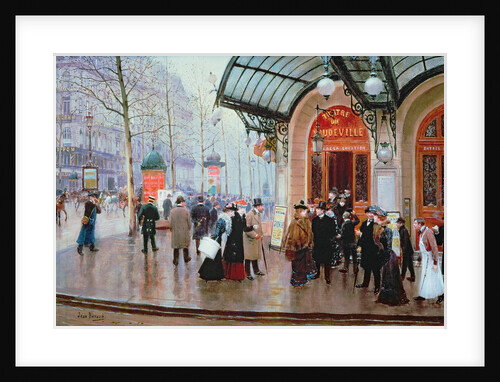 Outside the Vaudeville Theatre, Paris by Jean Beraud