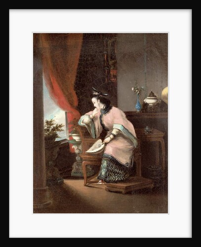 A Chinese girl seated looking out of the window by Lam Qua