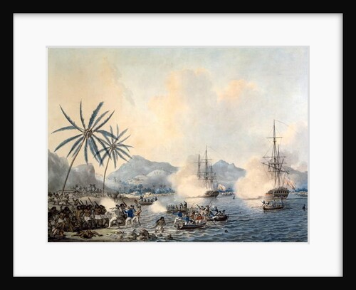 Death of Captain Cook and HMS 'Resolution' and 'Discovery' covering the retreat of the landing party on 14th February 1779 by John the Younger Cleveley