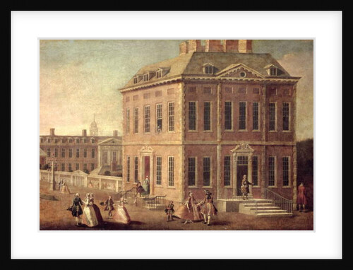 View of Ranelagh House and Gardens, and the Chelsea Hospital, with figures walking in the foreground by Joseph Nickolls