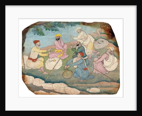 Travellers enjoying music by the wayside, mid 18th century by Indian School