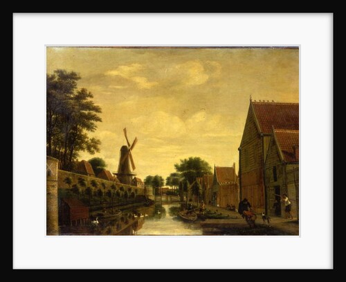 A Canal by a Town Wall with Labourers Unloading Timber, c.1650 by Pieter Jansz. van Asch