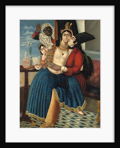 An amorous couple, late 19th century by Abu'l Hassan Ghaffari