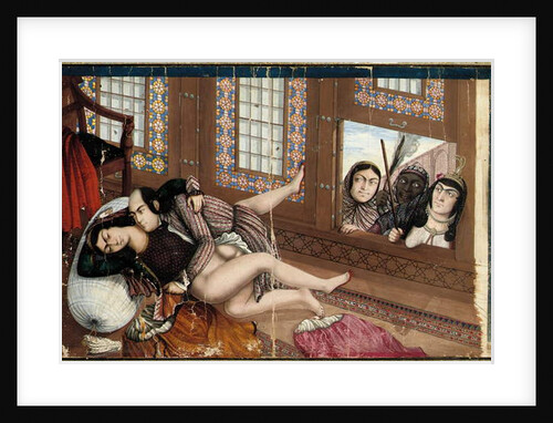 Embracing lovers, second half of the 19th century by Abu'l Hassan (school of) Ghaffari