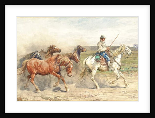 Droving Horses in the Roman Campagna by Enrico Coleman