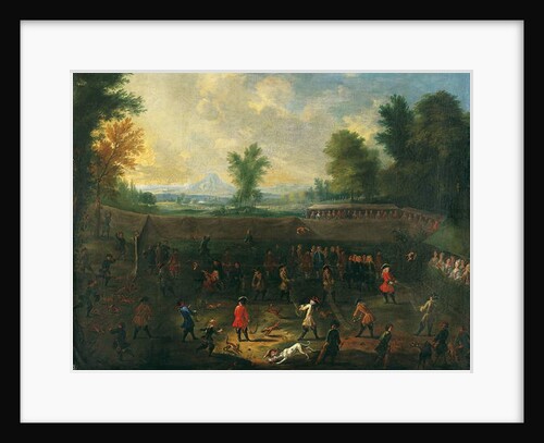 A fox-tossing match with elegant company spectating by German School