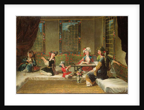 Armenian women embroidering in an interior by Jean Baptiste Vanmour