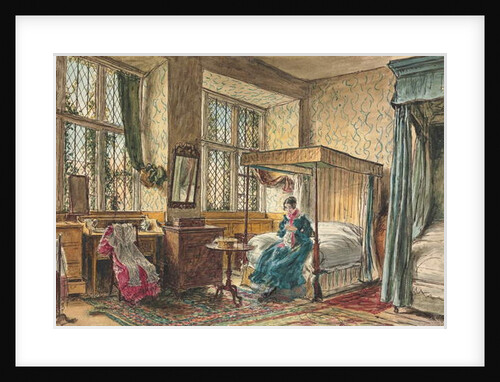 Miss Moore sewing in her bedroom, Hardwick Hall, Derbyshire by William Henry Hunt