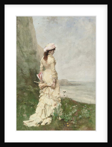An elegant lady by the sea by Ferdinand Heilbuth