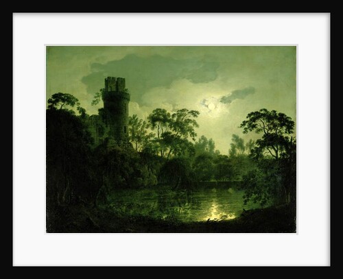 A Moonlit Lake by a Castle by Joseph Wright of Derby