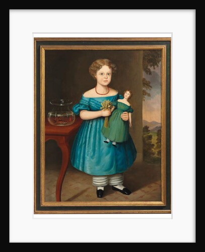 Portrait of Amy Philpot in a Blue Dress with Doll and Goldfish by Joseph Whiting Stock