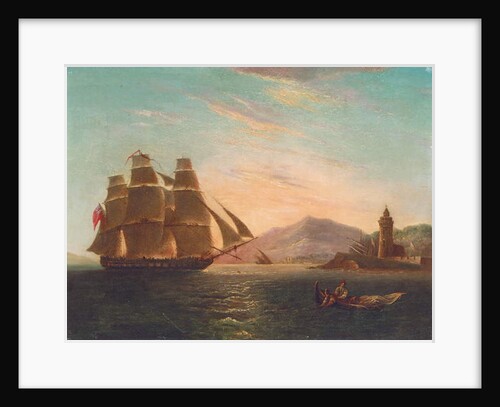 The Frigate HMS Pearl, 32 guns, entering the Faro, Messina by English School