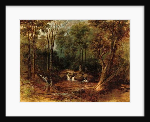 Maoris crossing a forest stream, 1887 by Peter Power