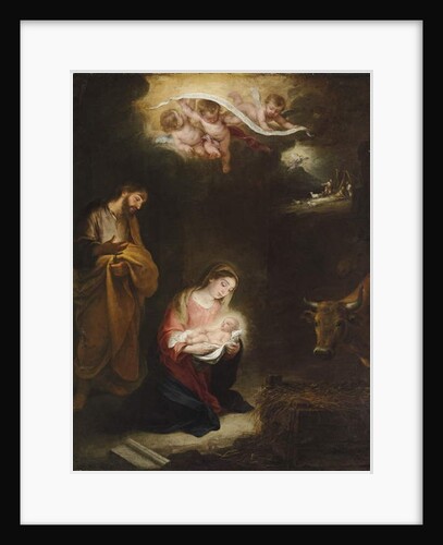 The Nativity with the Annunciation to the Shepherds Beyond by Bartolome Esteban Murillo