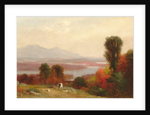Cows and Sheep Grazing in an Autumn River Landscape by Homer Dodge Martin
