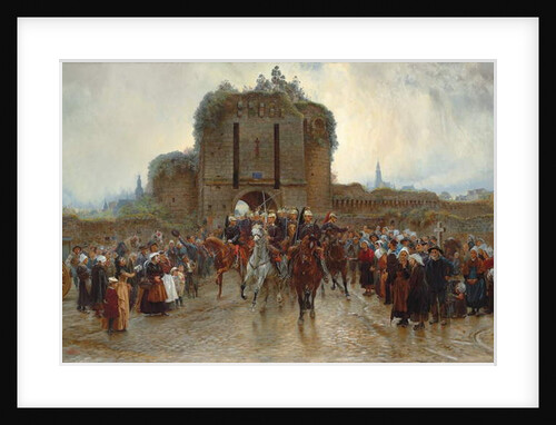 To the front: French cavalry leaving a Breton city on the declaration of war, 1888-89 by Lady Butler