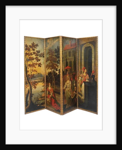Four-fold double-sided screen, c.1700 by Anglo-Flemish School