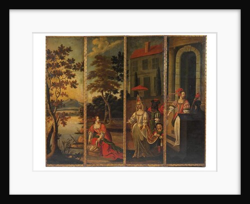 Four-fold double-sided screen, c.1700 by Anglo-Flemish School