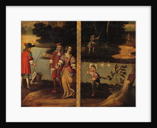 Four-fold double-sided screen, c.1700 by Anglo-Flemish School