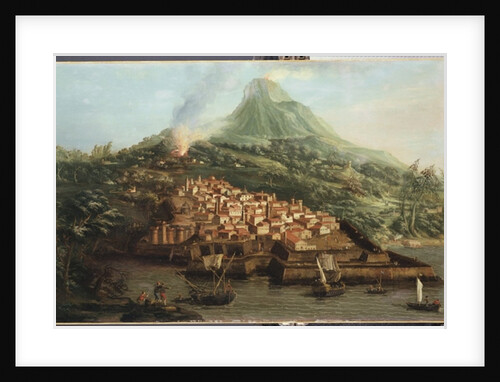 A volcanic island with a harbour and shipping by & Guerra G. Canaletto