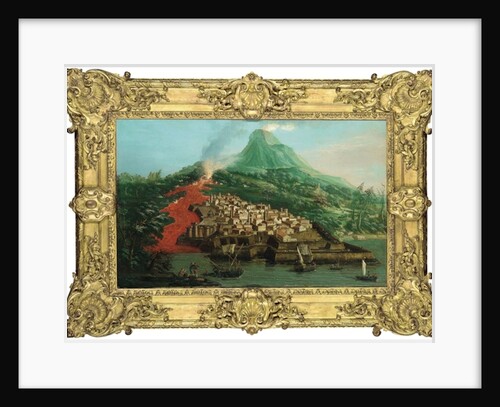 A volcanic island with a harbour and shipping by & Guerra G. Canaletto