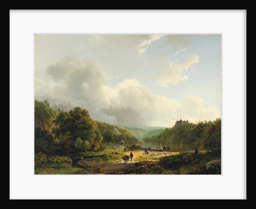 Unloading the barge in an undulating landscape, 1831 by Barend Cornelis Koekkoek