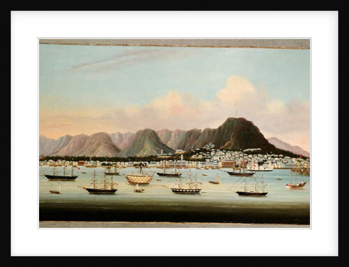A View of Victoria, Hong Kong, with the Hulk H.M.S Princess Charlotte and American, British and French Shipping, c.1862 by School Chinese