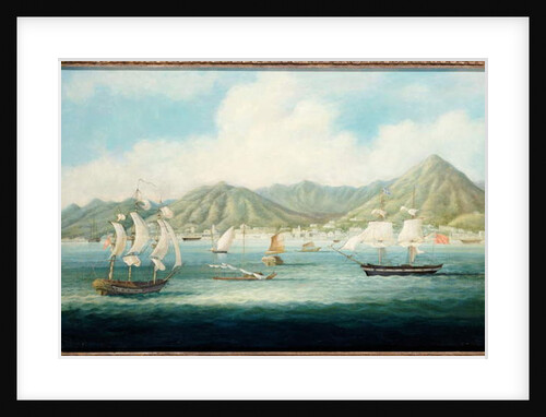 A View of Victoria, Hong Kong with British Ships and other Vessels, c.1850 by School Chinese