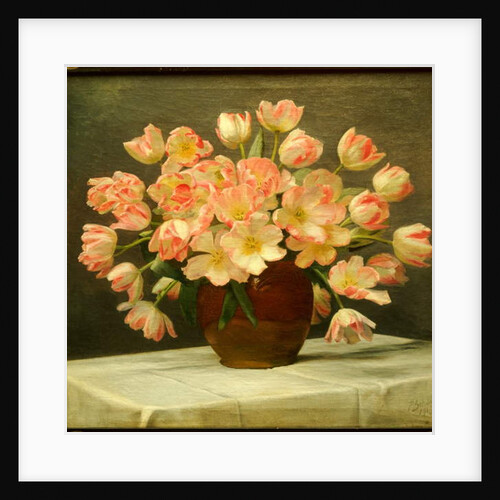 Tulips in a Vase on a Draped Table, 1915 by Peter Johan Schou