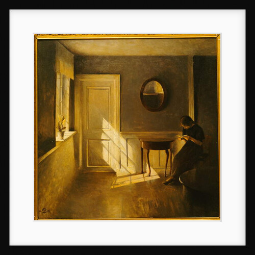 A Girl Reading in an Interior by Peter Vilhelm Ilsted