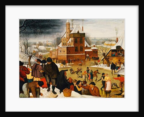 Townsfolk Skating on a Castle Moat by Pieter the Younger Brueghel