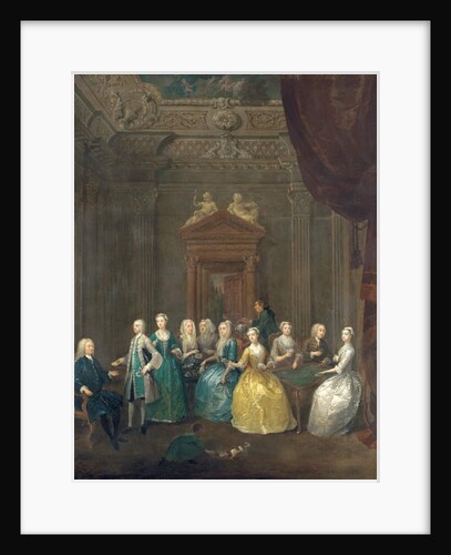 Portrait of the Porten family taking tea in a lavish interior by Gawen Hamilton