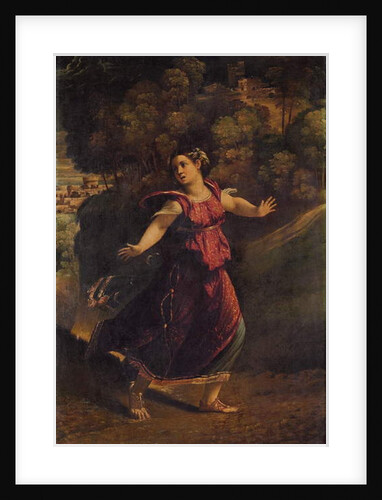 A woman fleeing on a wooded path, c.1520s by Dosso Dossi