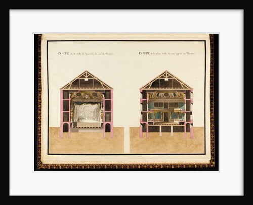 Coupe de la salle de spectacle du côté du théâtre & Coupe de la même salle du côté opposé au théâtre by Richard Mique