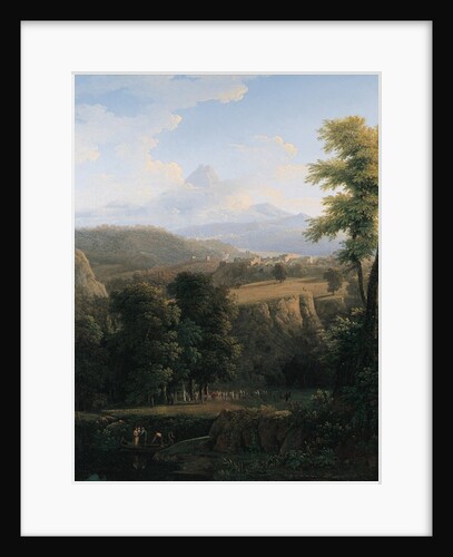 A ceremonial procession in an extensive landscape by Jean Victor Bertin