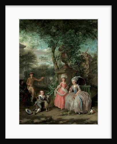 A group portrait of a family in an ornamental garden, 1791 by Nicolaas or Nicolaes Muys