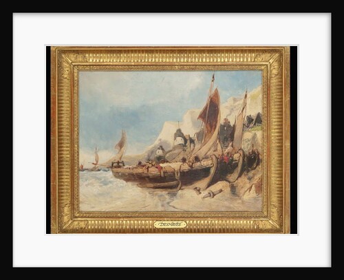 Fishing boats on the beach, Brittany by Eugene Deshayes