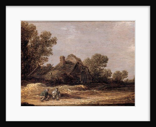 Peasants resting on a track by a farm - a fragment by Jan Josephsz van Goyen