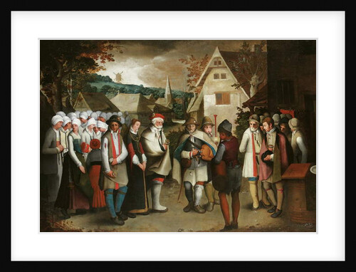 A wedding procession through a town by Nicolas Baullery