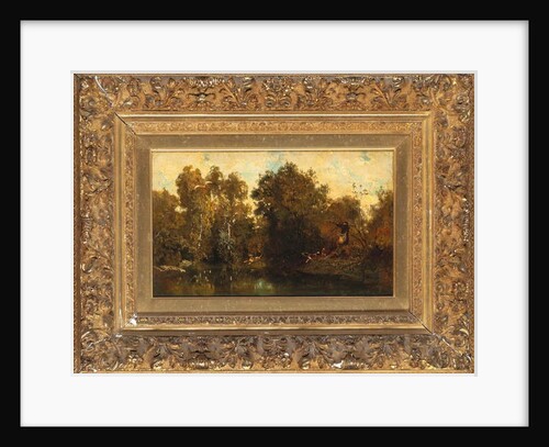 Shooting at a woodland pool by Alexandre Gabriel (after) Decamps